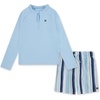 image:imageHurley Unisex Kids Baby and Toddler Boys Long Sleeve Rash Guard Swim Suit 2piece Outfit SetDutch BlueStripe