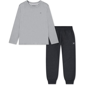 image:imageHurley Boys Long Sleeve Soft Basic Tshirt and Joggers 2piece Outfit SetBlack Heather