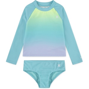 image:imageHurley Girls Twopiece Rashguard Set Big KidAurora Green
