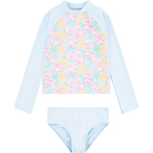 image:imageHurley Girls Twopiece Rashguard Set Big KidBlue IceFloral