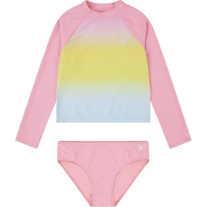 image:imageHurley Girls Twopiece Rashguard Set Big KidPink Flamingo
