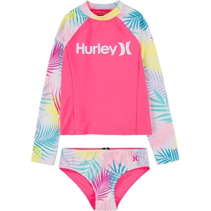 image:imageHurley Girls Twopiece Rashguard Set Big KidPink Punch