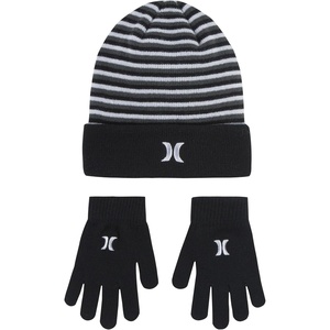 image:imageHurley Kids Beanie and Glove SetBlack Striped