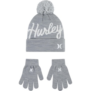 image:imageHurley Kids Beanie and Glove SetGrey HeatherWhite