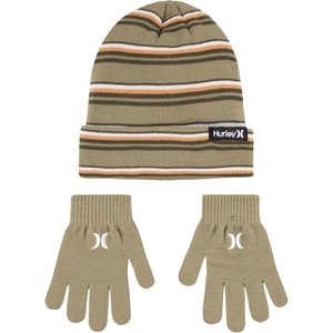 image:imageHurley Kids Beanie and Glove SetKhaki Striped