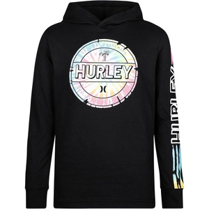 image:imageHurley boys Long Sleeve Hooded Graphic TshirtBlackMulti Tie Dye