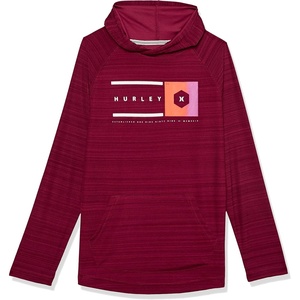 image:imageHurley boys Long Sleeve Hooded Graphic TshirtDark Beetroot Heather