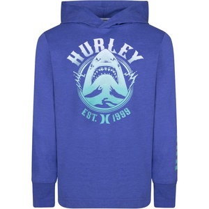image:imageHurley boys Long Sleeve Hooded Graphic TshirtThunderberry Heather