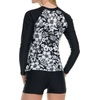 image:imageHurley Womens Two Piece Rash Guard amp Swim Shorts Long Sleeve Swim Shirt Quick Dry Swimsuits UPF 50 SPF Sun amp UV ProtectionBlackHibiscus
