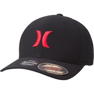 image:imageHurley Mens Baseball Cap  Moisture Wicking Curved Brim Flexfit Fitted Hats for Men with H2ODri Sweatband Sizes SXLBlackRed