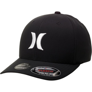 image:imageHurley Mens Baseball Cap  Moisture Wicking Curved Brim Flexfit Fitted Hats for Men with H2ODri Sweatband Sizes SXLBlackWhite