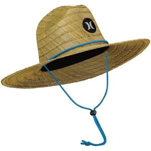 image:imageHurley Mens Straw Hat  Weekender Natural Straw Hat with Medium Brim and Chin Strap  Beach Fishing Sun Hats for MenBlue Beyond
