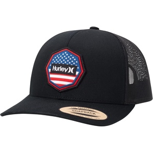 image:imageHurley Mens Trucker Hat  Flat Brim Mesh Baseball Cap and Hats for Men with Adjustable Snapback ClosureBlack