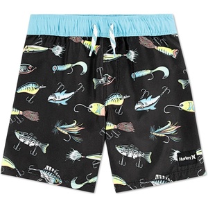 image:imageHurley Kids Mini Vacay Stripe Pull On Swim Trunk Big KidBlackAllure