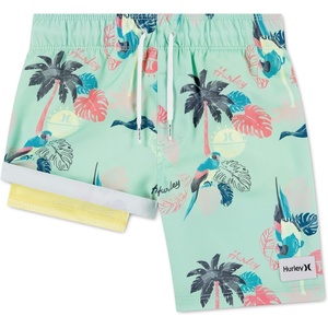 image:imageHurley Kids Boys Pop Color Palm PullOn Swim Trunks Little KidJelly Mint Parrot